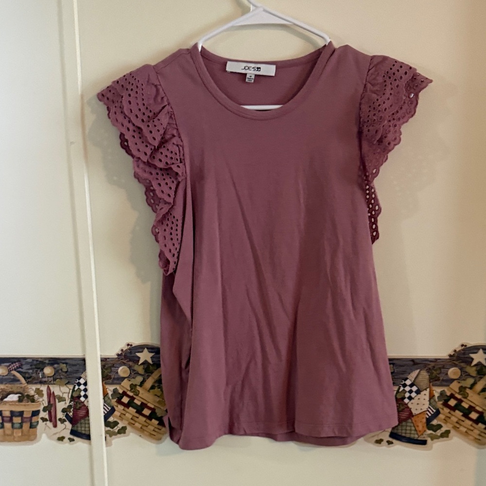 Joe's Jeans Mauve Eyelet Sleeve Tee